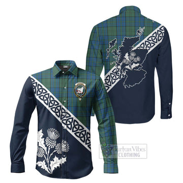 Lockhart Tartan Long Sleeve Button Shirt Featuring Thistle and Scotland Map