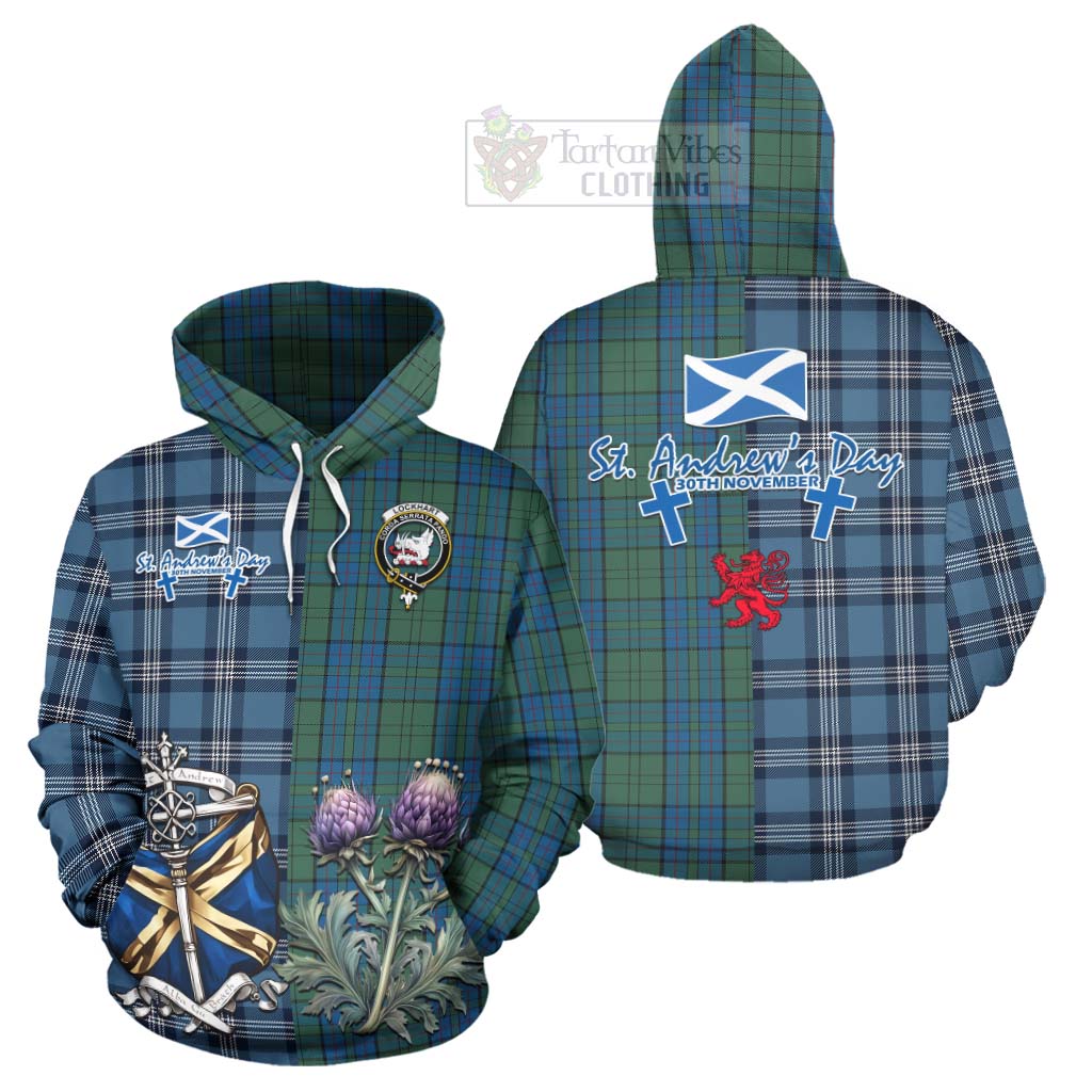 Tartan Vibes Clothing Lockhart Tartan Hoodie Happy St. Andrew's Day Half Tartan Style