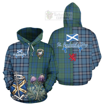 Lockhart Tartan Hoodie Happy St. Andrew's Day Half Tartan Style