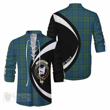 Lockhart Tartan Ghillie Kilt Shirt with Family Crest Circle Style Men - Tartan Vibes Clothing