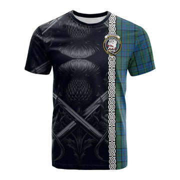 Lockhart Tartan Cotton T-shirt with Family Crest Cross Sword Thistle Celtic Vibes Kid's Shirt - Tartan Vibes Clothing