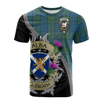 Lockhart Tartan Family Crest Cotton T-shirt Lion Rampant Royal Thistle Shield Celtic Inspired Kid's Shirt - Tartan Vibes Clothing