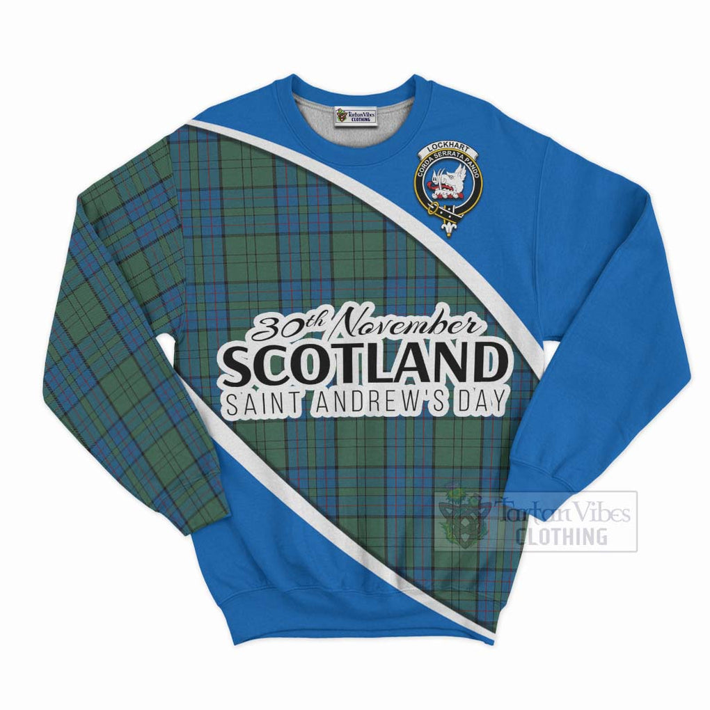 Tartan Vibes Clothing Lockhart Family Crest Tartan Sweatshirt Celebrate Saint Andrew's Day in Style