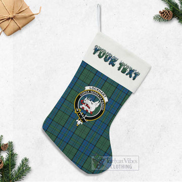 Lockhart Tartan Family Crest Christmas Stocking with Personalized Text - Tartan Vibes Clothing