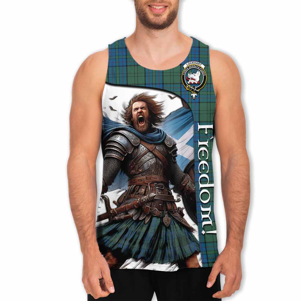 Tartan Vibes Clothing Lockhart Crest Tartan Men's Tank Top Inspired by the Freedom of Scottish Warrior