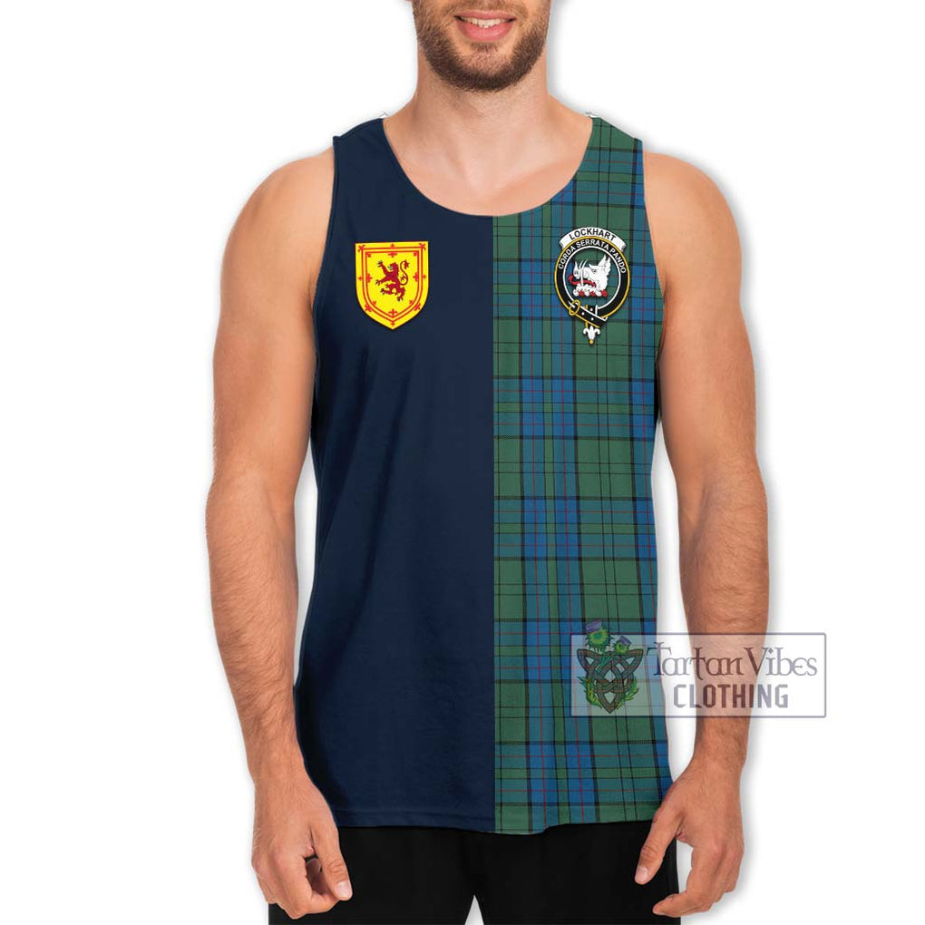 Tartan Vibes Clothing Lockhart Tartan Men's Tank Top with Scottish Lion Royal Arm Half Style