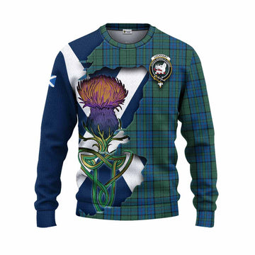 Lockhart Tartan Family Crest Knitted Sweater Scottish Thistle Celtic Inspired Unisex - Tartan Vibes Clothing