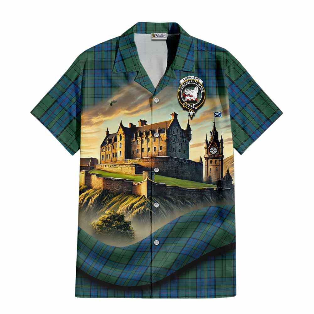 Lockhart Tartan Family Crest Hawaiian Shirt with Scottish Ancient Castle Style Kid - Tartan Vibes Clothing