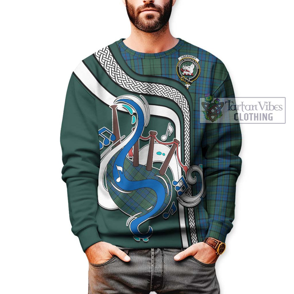 Tartan Vibes Clothing Lockhart Tartan Sweatshirt with Epic Bagpipe Style