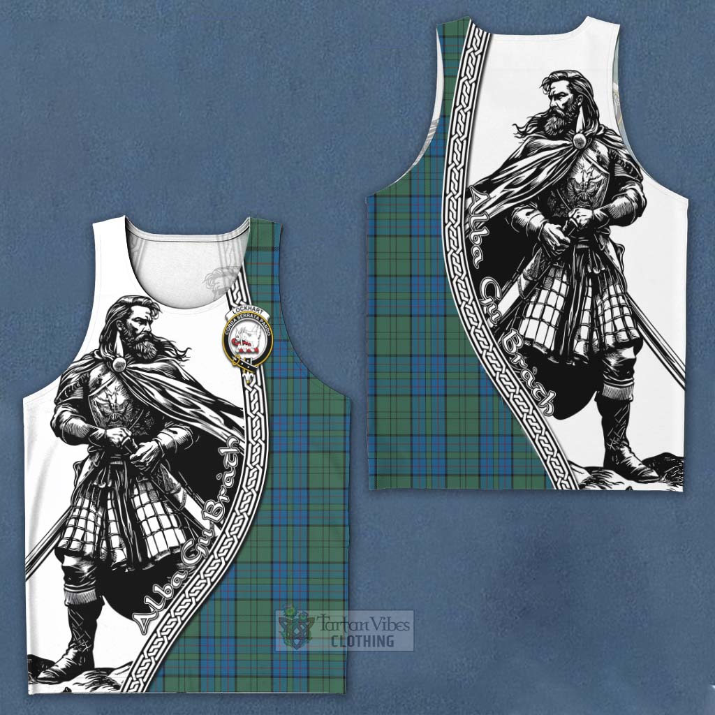 Tartan Vibes Clothing Lockhart Tartan Clan Crest Men's Tank Top with Highlander Warrior Celtic Style