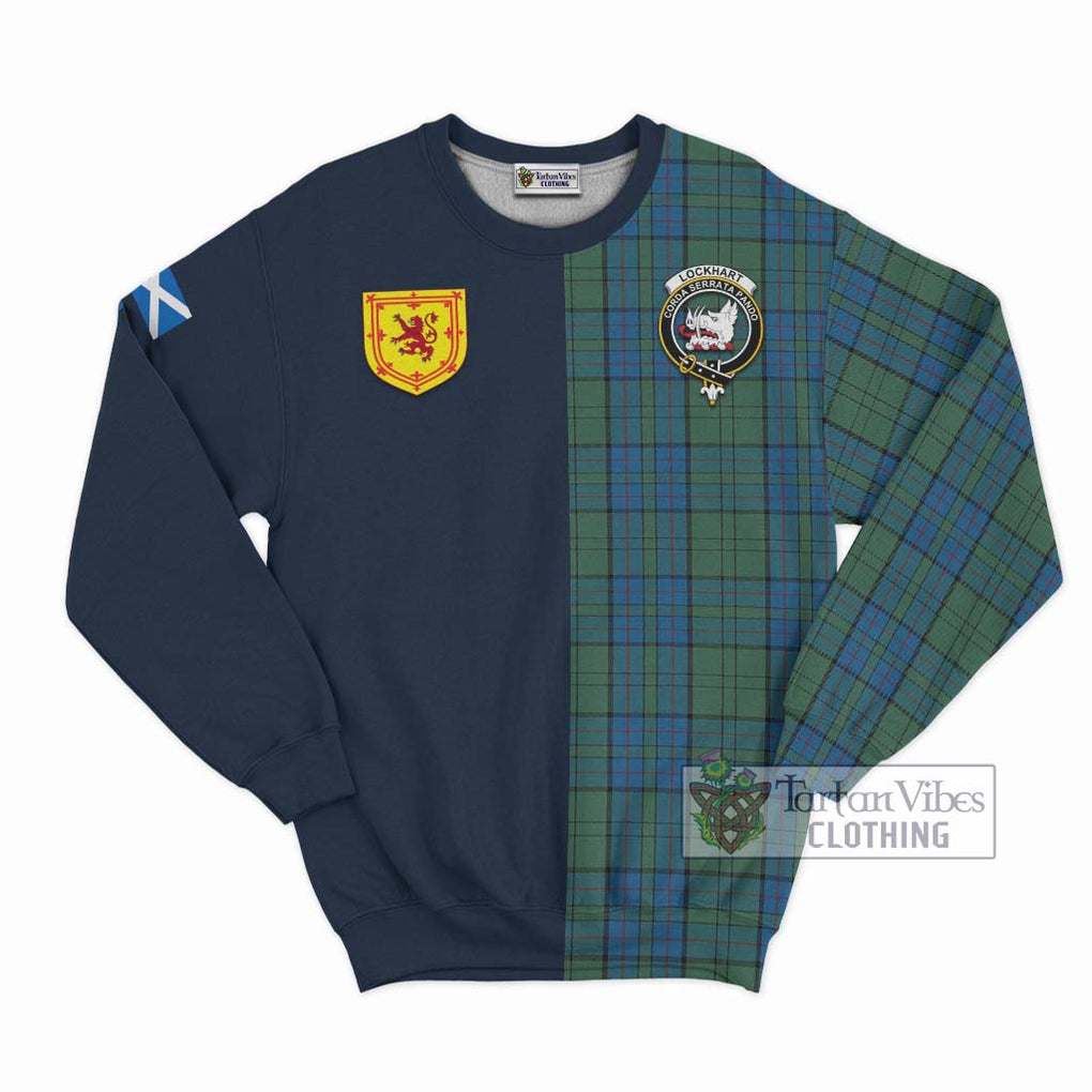 Tartan Vibes Clothing Lockhart Tartan Sweatshirt with Scottish Lion Royal Arm Half Style