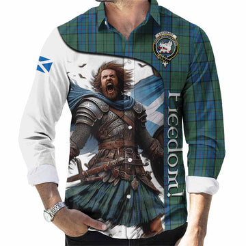 Lockhart Crest Tartan Long Sleeve Button Shirt Inspired by the Freedom of Scottish Warrior