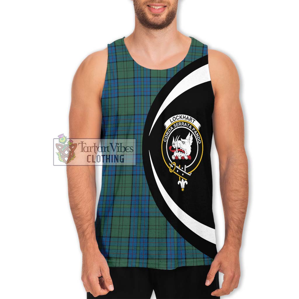 Lockhart Tartan Men's Tank Top with Family Crest Circle Style Men - Tartan Vibes Clothing