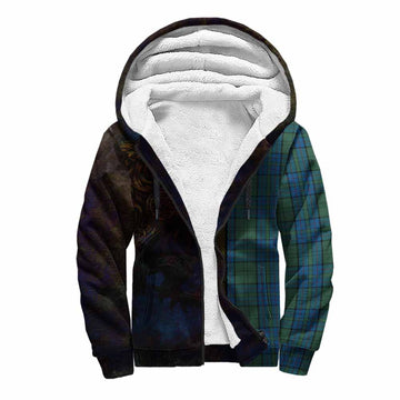 Lockhart Tartan Family Crest Sherpa Hoodie Alba Gu Brath Be Brave Lion Ancient Style Unisex S - Tartan Vibes Clothing