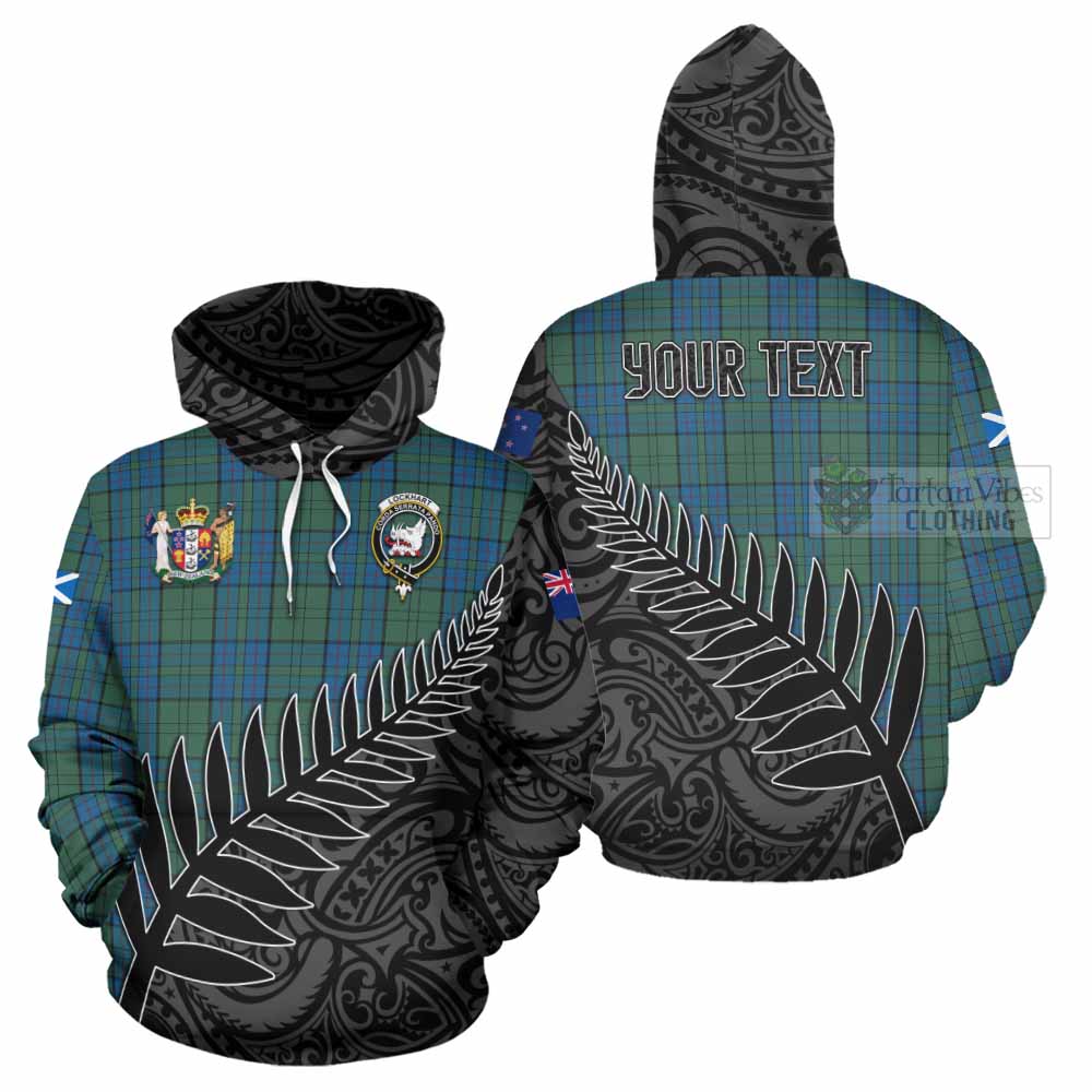 Tartan Vibes Clothing Lockhart Crest Tartan Hoodie with New Zealand Silver Fern Half Style