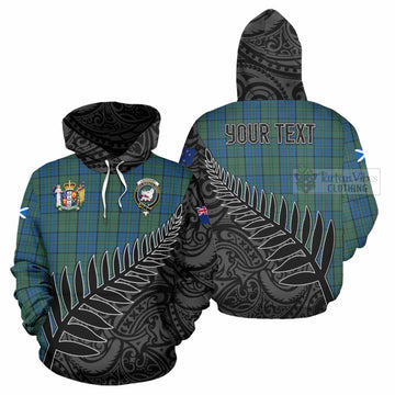 Lockhart Crest Tartan Hoodie with New Zealand Silver Fern Half Style