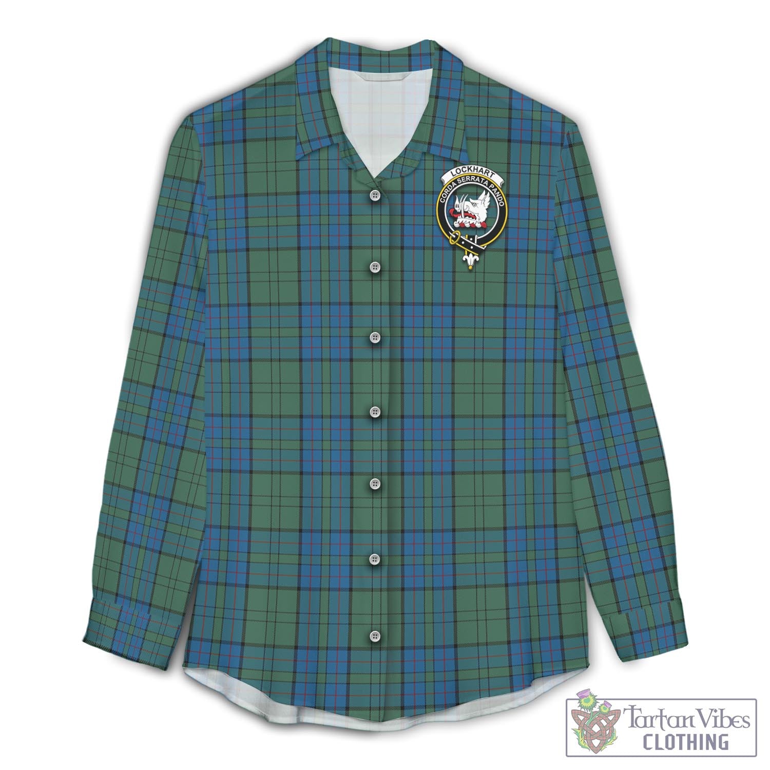 Tartan Vibes Clothing Lockhart Tartan Womens Casual Shirt with Family Crest