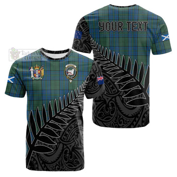 Lockhart Crest Tartan Cotton T-shirt with New Zealand Silver Fern Half Style