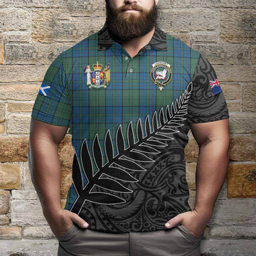 Lockhart Crest Tartan Polo Shirt with New Zealand Silver Fern Half Style