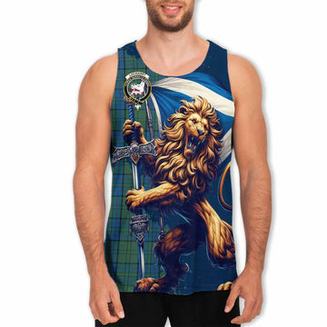 Lockhart Tartan Family Crest Men's Tank Top with Scottish Majestic Lion