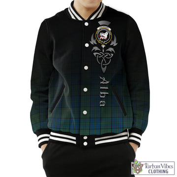 Lockhart Tartan Baseball Jacket Featuring Alba Gu Brath Family Crest Celtic Inspired