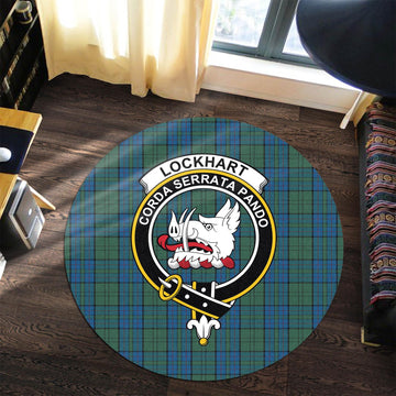 Lockhart Tartan Round Rug with Family Crest Premium Round Rug - Tartan Vibes Clothing