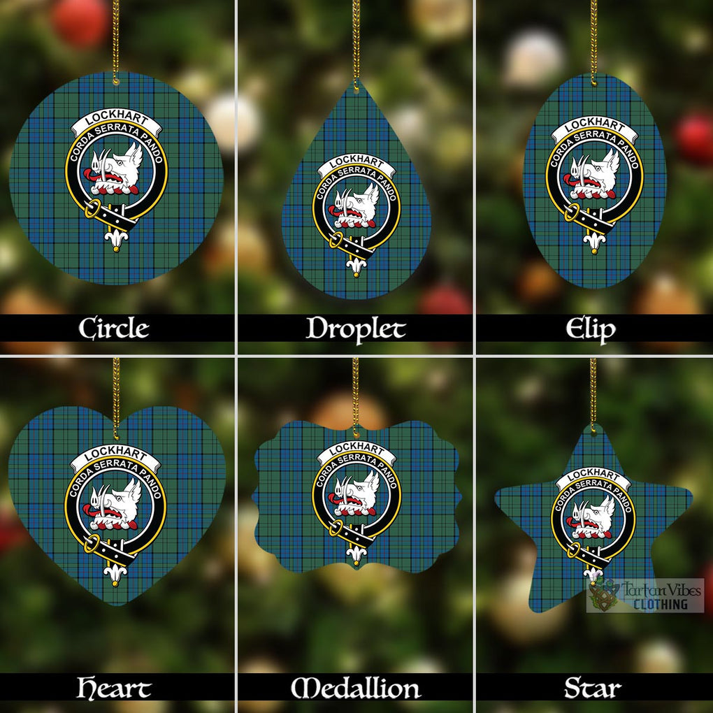 Tartan Vibes Clothing Lockhart Tartan Christmas Aluminium Ornament with Family Crest