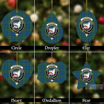 Lockhart Tartan Christmas Aluminium Ornament with Family Crest