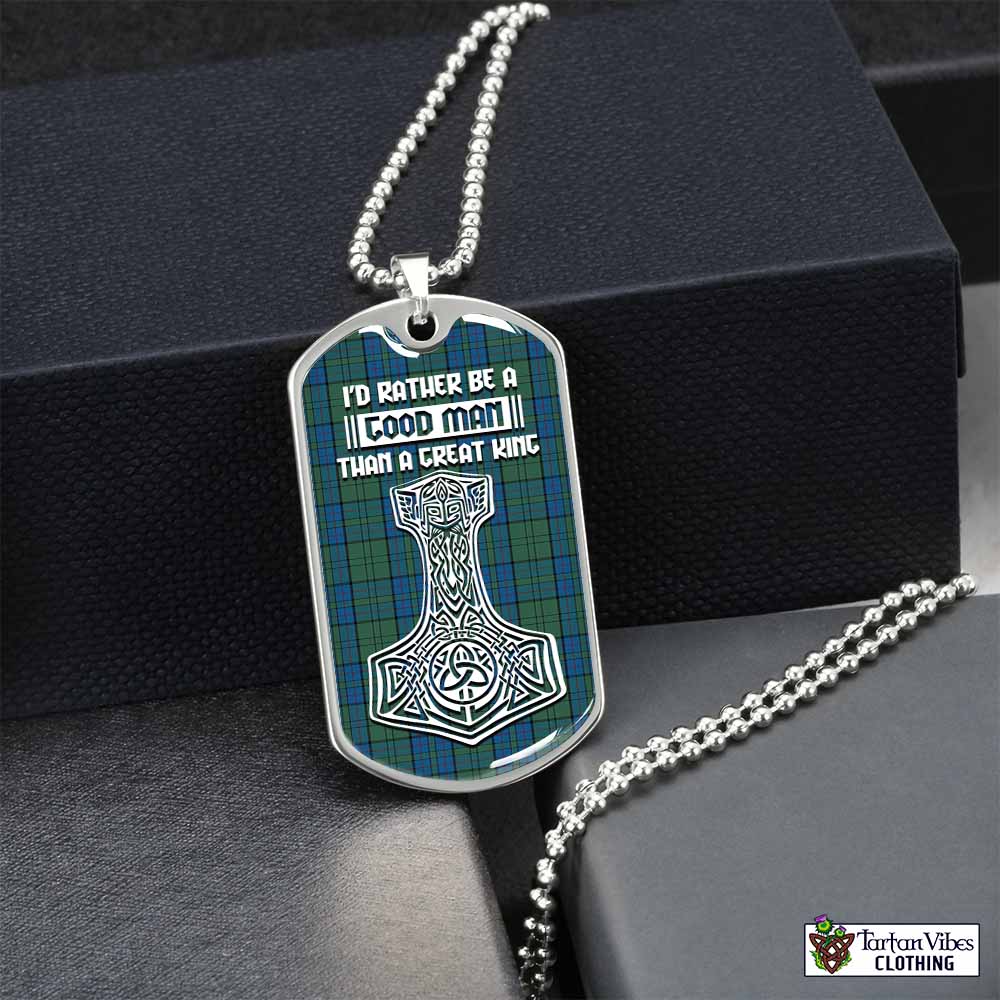 Lockhart Tartan Dog Tag Necklace Viking Mjolnir Style Silver No - Tartan Vibes Clothing