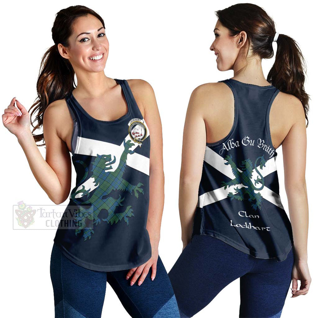 Tartan Vibes Clothing Lockhart Tartan Lion Rampant Women's Racerback Tanks – Proudly Display Your Heritage with Alba Gu Brath and Clan Name