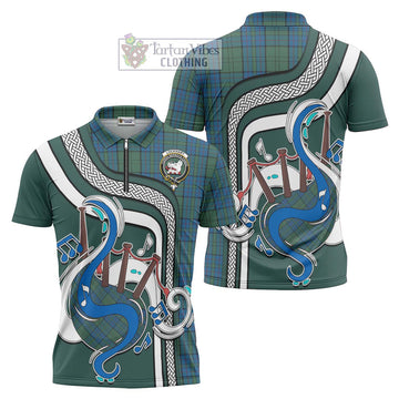 Lockhart Tartan Zipper Polo Shirt with Epic Bagpipe Style