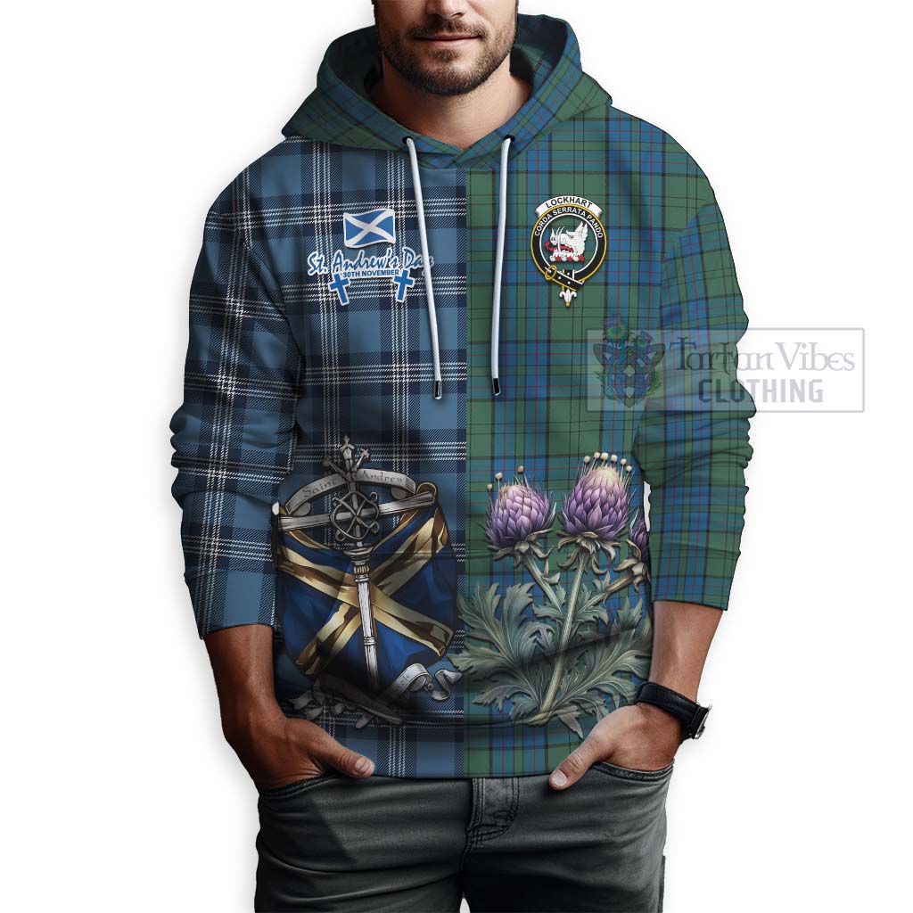 Tartan Vibes Clothing Lockhart Tartan Hoodie Happy St. Andrew's Day Half Tartan Style