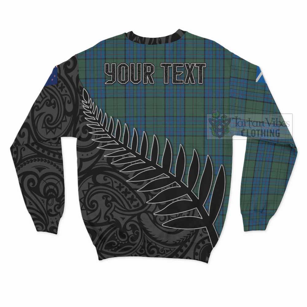 Tartan Vibes Clothing Lockhart Crest Tartan Sweatshirt with New Zealand Silver Fern Half Style