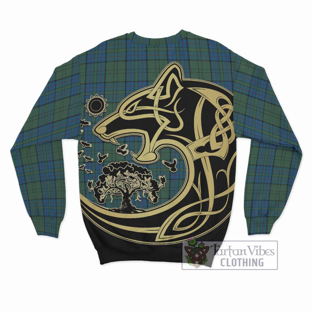 Lockhart Tartan Sweatshirt with Family Crest Celtic Wolf Style - Tartan Vibes Clothing