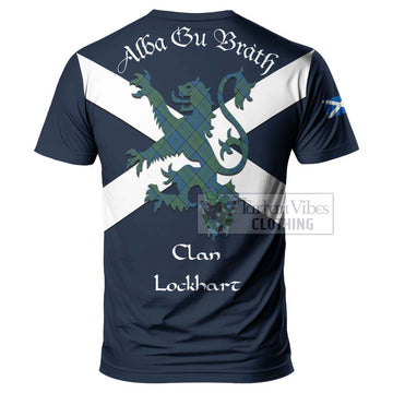 Lockhart Tartan Lion Rampant T-Shirt Proudly Display Your Heritage with Alba Gu Brath and Clan Name