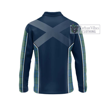 Lockhart Tartan Long Sleeve Polo Shirt with Family Crest and Lion Rampant Vibes Sport Style - Tartan Vibes Clothing