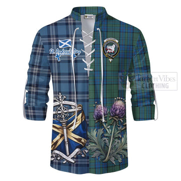 Lockhart Tartan Ghillie Kilt Shirt Happy St. Andrew's Day Half Tartan Style - Tartan Vibes Clothing