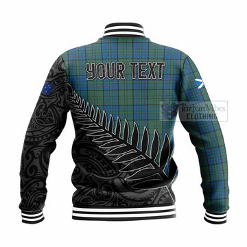 Lockhart Crest Tartan Baseball Jacket with New Zealand Silver Fern Half Style - Tartan Vibes Clothing