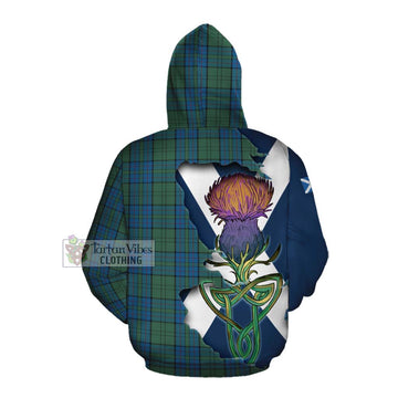 Lockhart Tartan Family Crest Cotton Hoodie Scottish Thistle Celtic Inspired Pullover Hoodie - Tartan Vibes Clothing