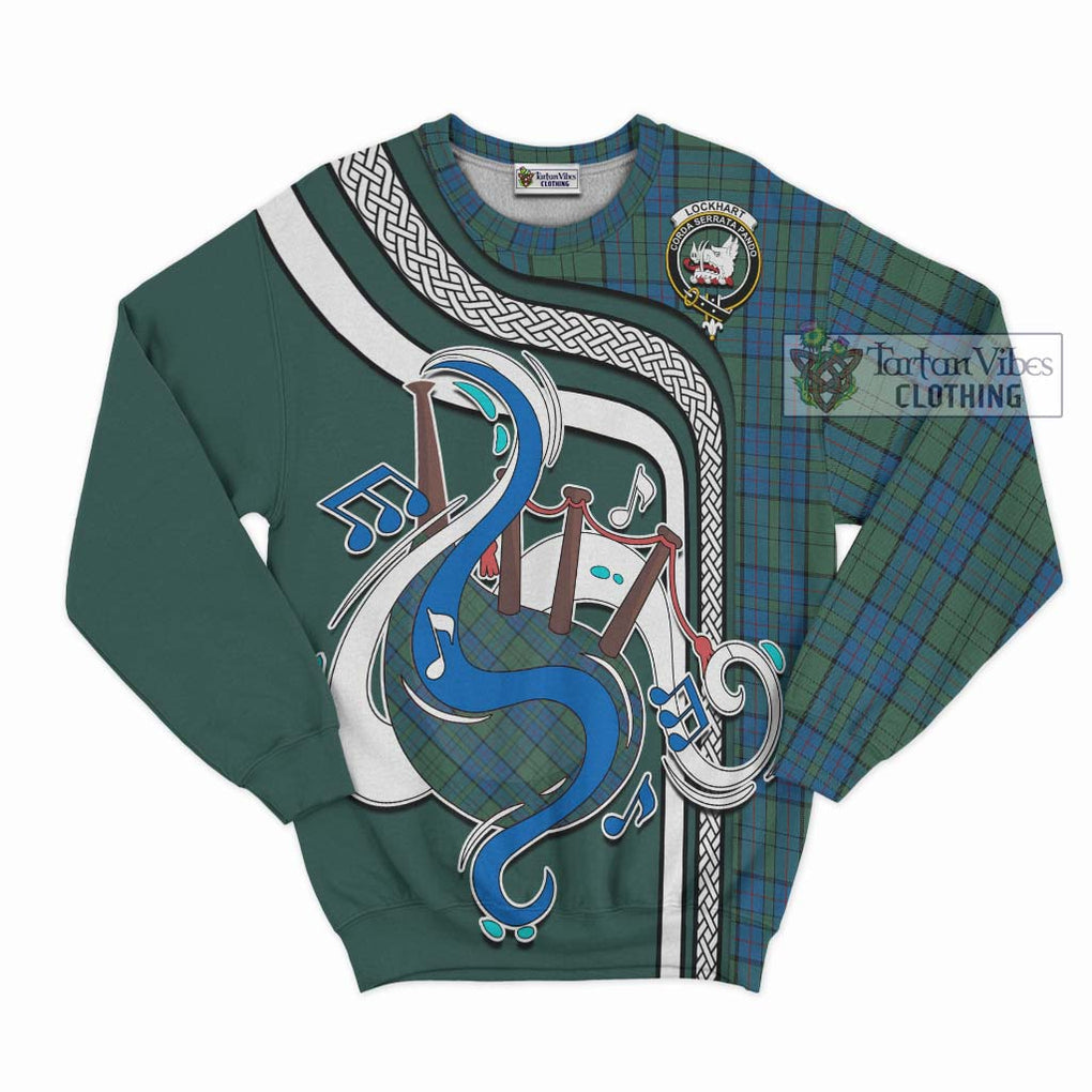 Tartan Vibes Clothing Lockhart Tartan Sweatshirt with Epic Bagpipe Style