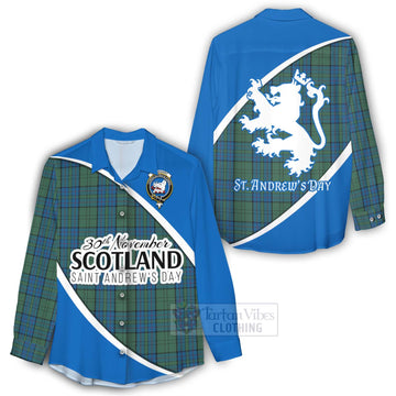 Lockhart Family Crest Tartan Women's Casual Shirt Celebrate Saint Andrew's Day in Style