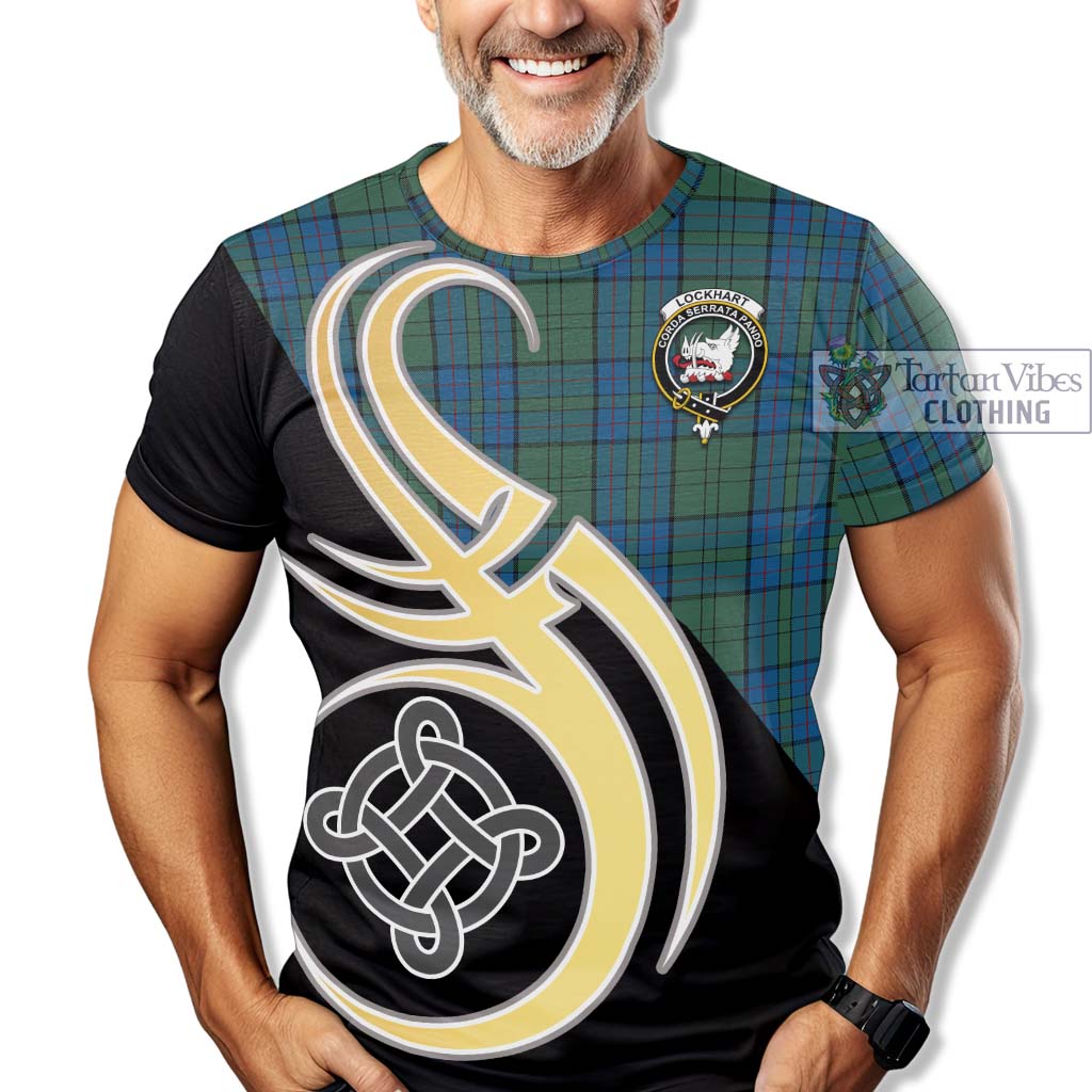 Tartan Vibes Clothing Lockhart Tartan T-Shirt with Family Crest and Celtic Symbol Style