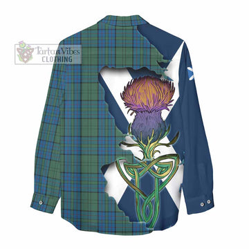 Lockhart Tartan Family Crest Women's Casual Shirt Scottish Thistle Celtic Inspired - Tartan Vibes Clothing