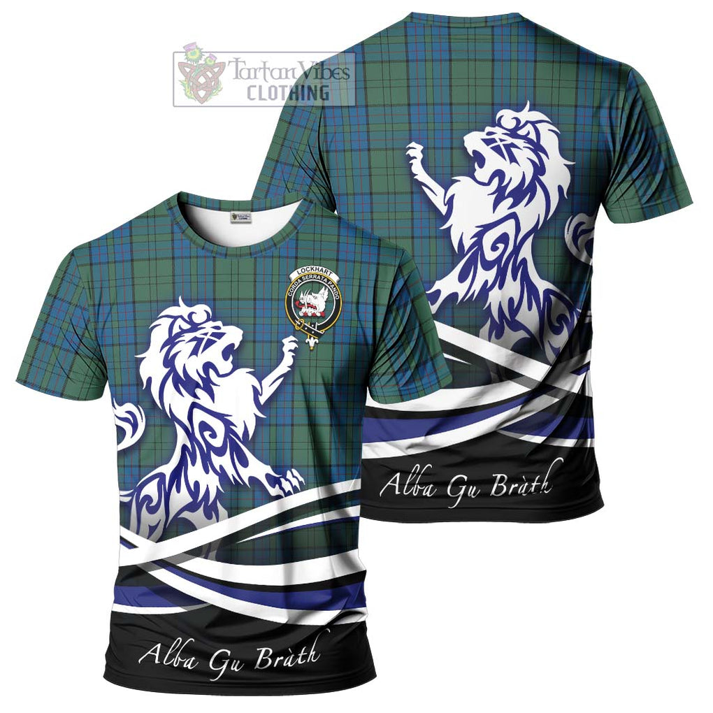 Tartan Vibes Clothing Lockhart Tartan Cotton T-shirt with Alba Gu Brath Regal Lion Emblem