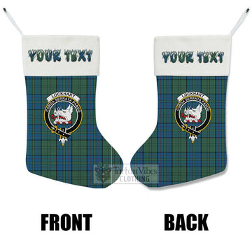 Lockhart Tartan Family Crest Christmas Stocking with Personalized Text - Tartan Vibes Clothing