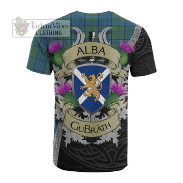 Lockhart Tartan Family Crest Cotton T-shirt Lion Rampant Royal Thistle Shield Celtic Inspired - Tartan Vibes Clothing