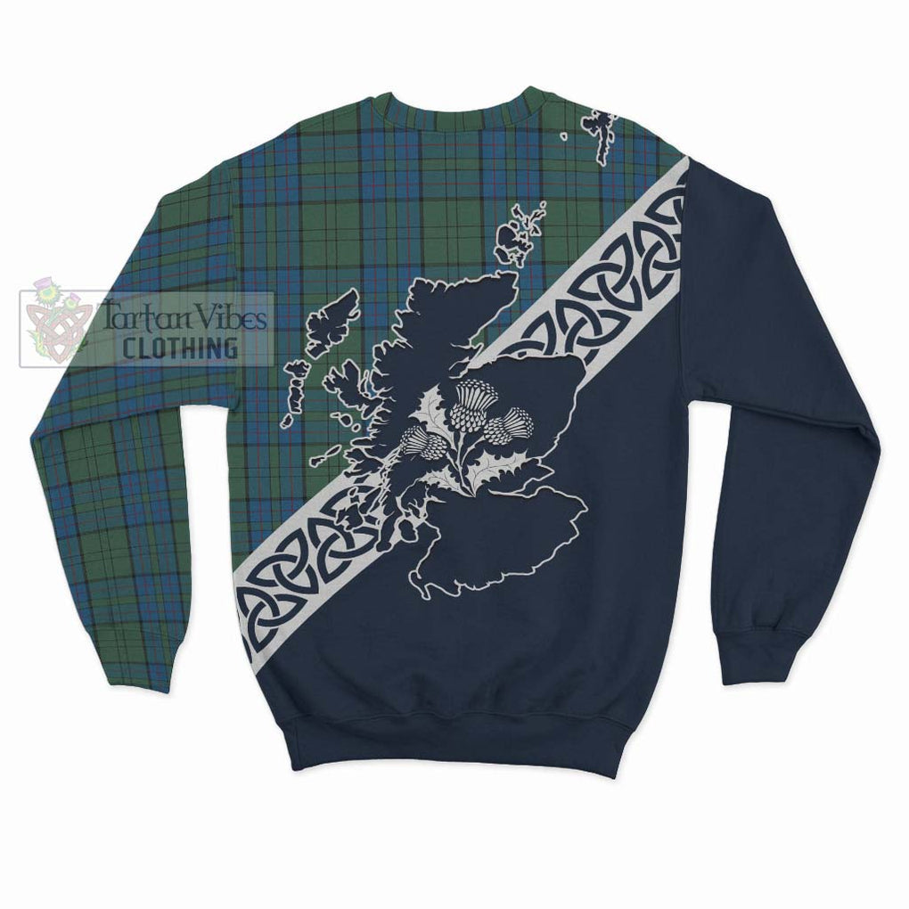 Tartan Vibes Clothing Lockhart Tartan Sweatshirt Featuring Thistle and Scotland Map