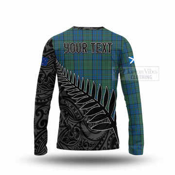 Lockhart Crest Tartan Long Sleeve T-Shirt with New Zealand Silver Fern Half Style - Tartan Vibes Clothing