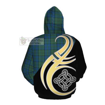 Lockhart Tartan Cotton Hoodie with Family Crest and Celtic Symbol Style Pullover Hoodie - Tartan Vibes Clothing