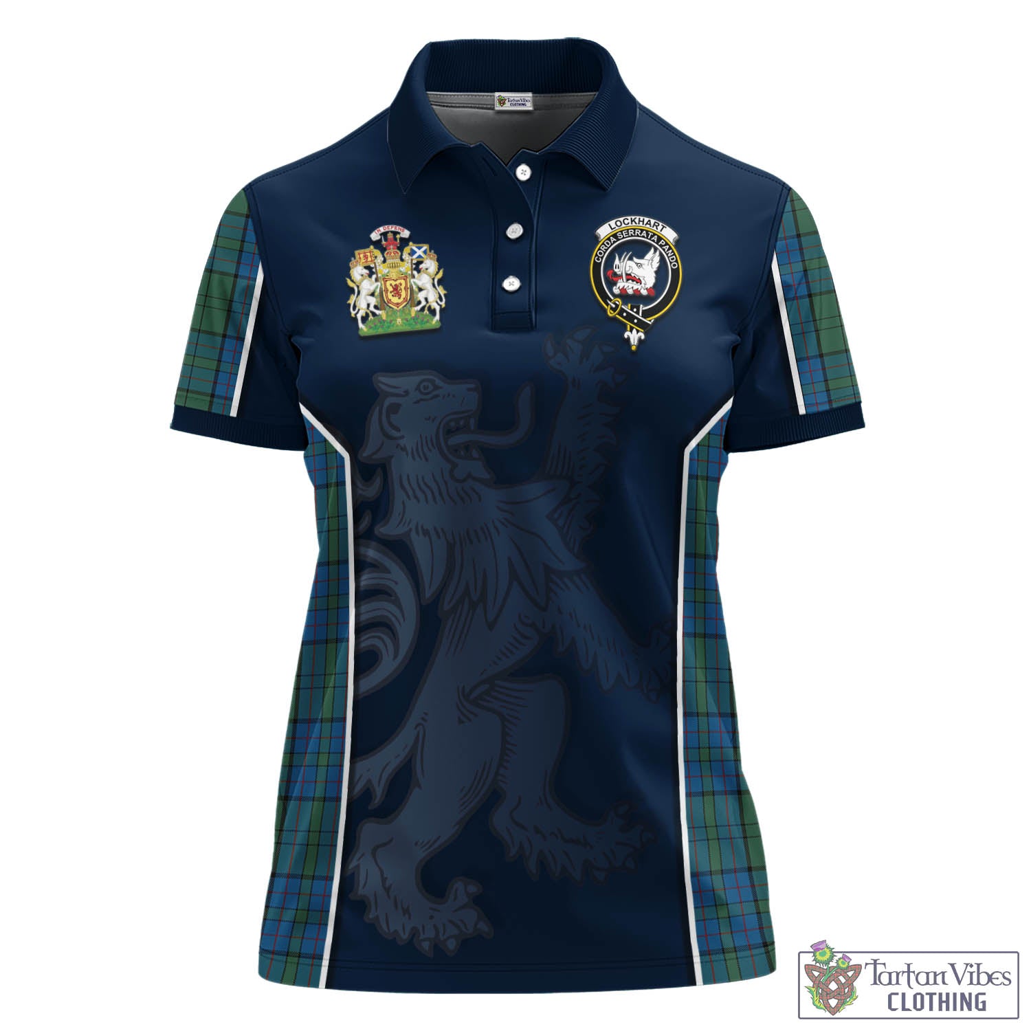 Tartan Vibes Clothing Lockhart Tartan Women's Polo Shirt with Family Crest and Lion Rampant Vibes Sport Style